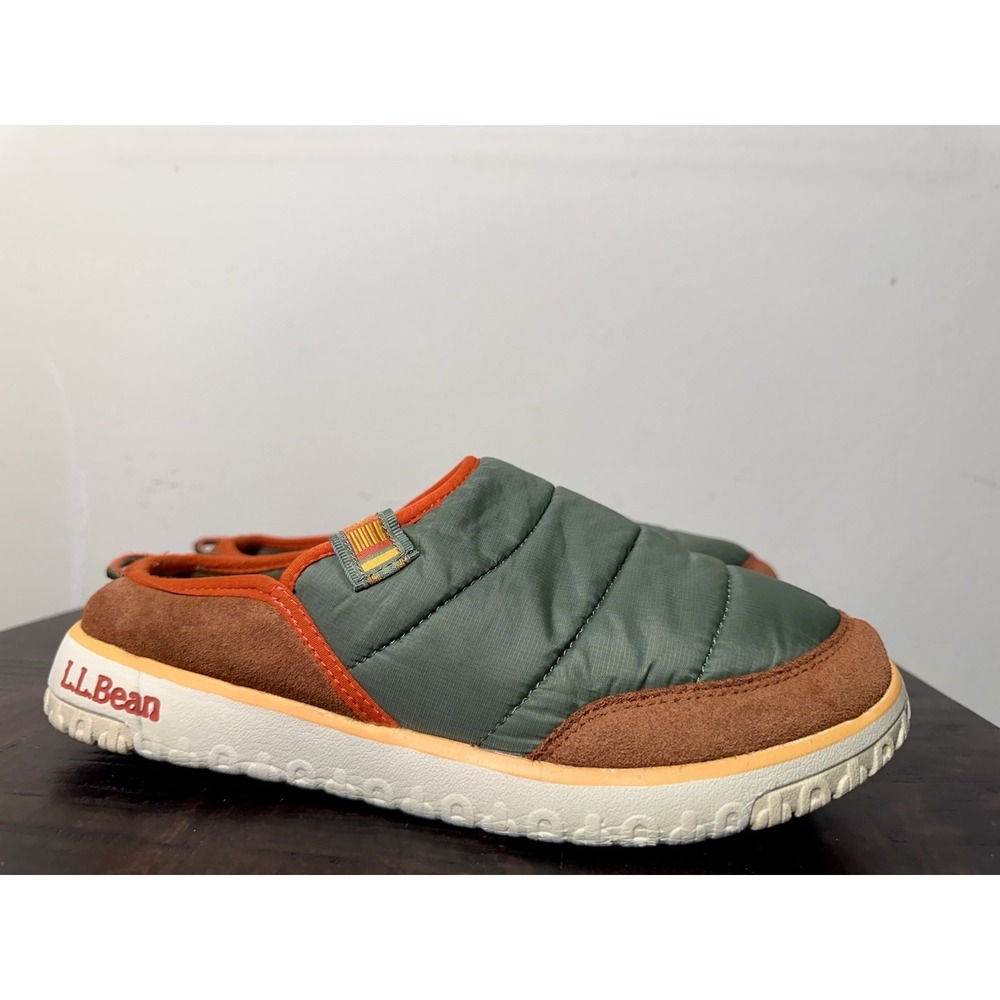 L.L. Bean Women's Mountain Classic Quilted Nylon Shoes Slides Size 8 Olive Green